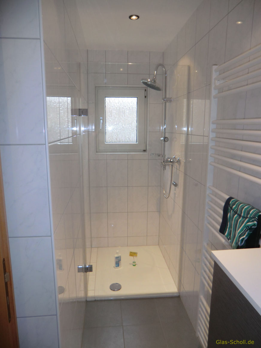 1 flgl. Ganzglasdusche mit dem Flinter Beschlag